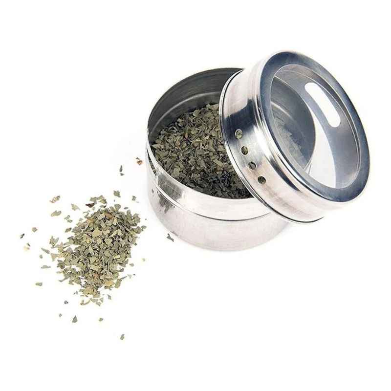 Porta Temperos e Condimentos em Inox - 12 Potes Magnéticos