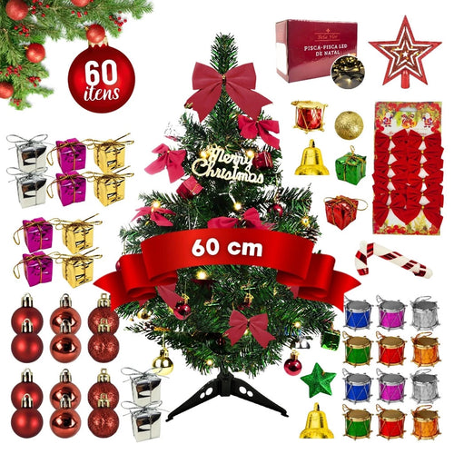 arvore de Natal Decorada com Kit de Enfeites
