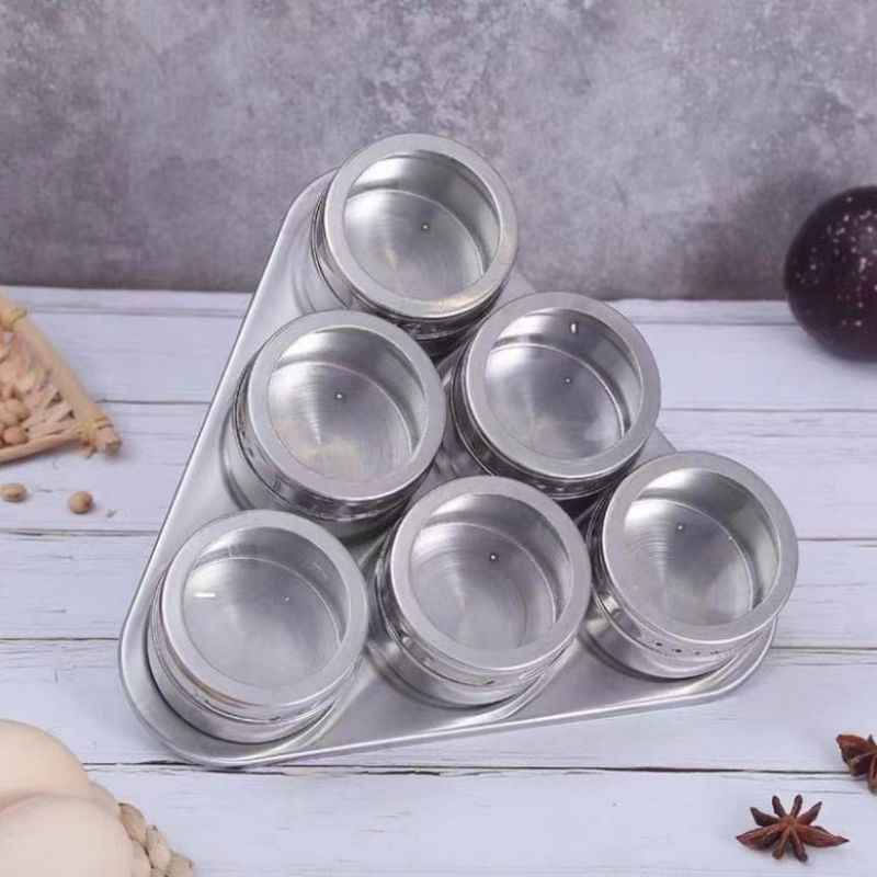 Porta Temperos e Condimentos em Inox - 12 Potes Magnéticos