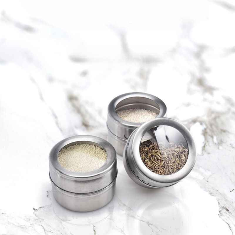 Porta Temperos e Condimentos em Inox - 12 Potes Magnéticos