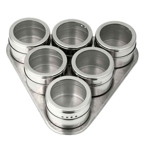 Porta Temperos e Condimentos em Inox - 12 Potes Magnéticos