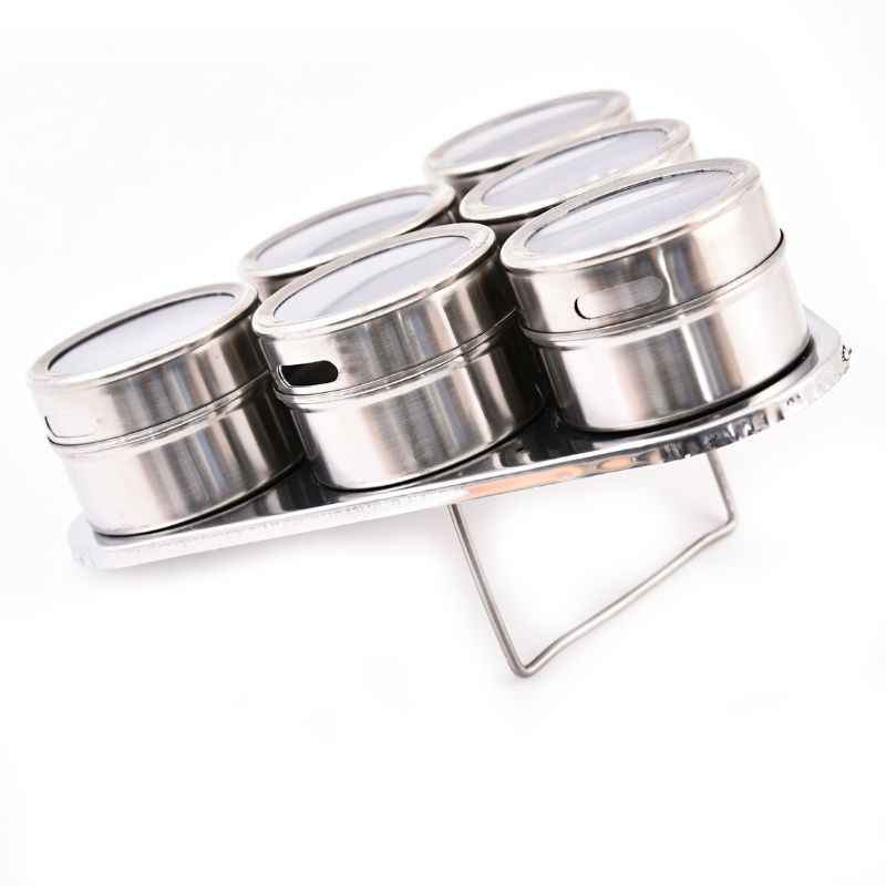 Porta Temperos e Condimentos em Inox - 12 Potes Magnéticos