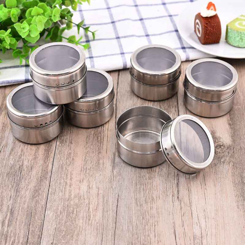 Porta Temperos e Condimentos em Inox - 12 Potes Magnéticos