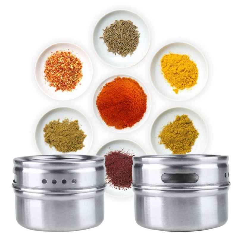 Porta Temperos e Condimentos em Inox - 12 Potes Magnéticos