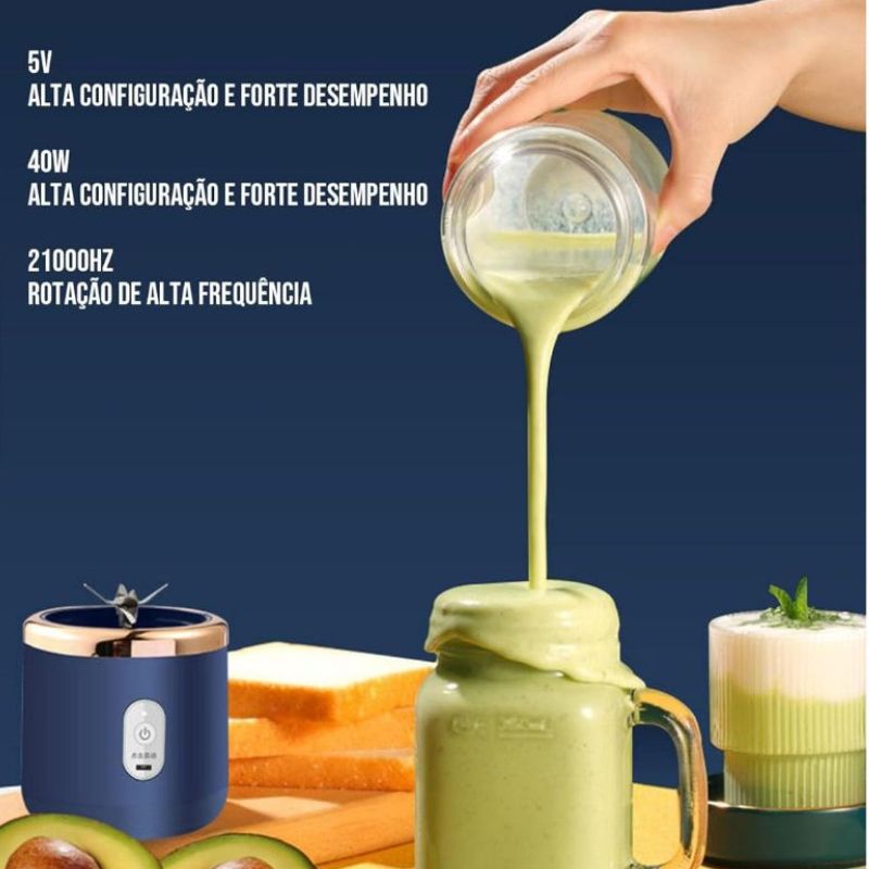 Liquidificador Portátil com Mixer e Coqueteleira