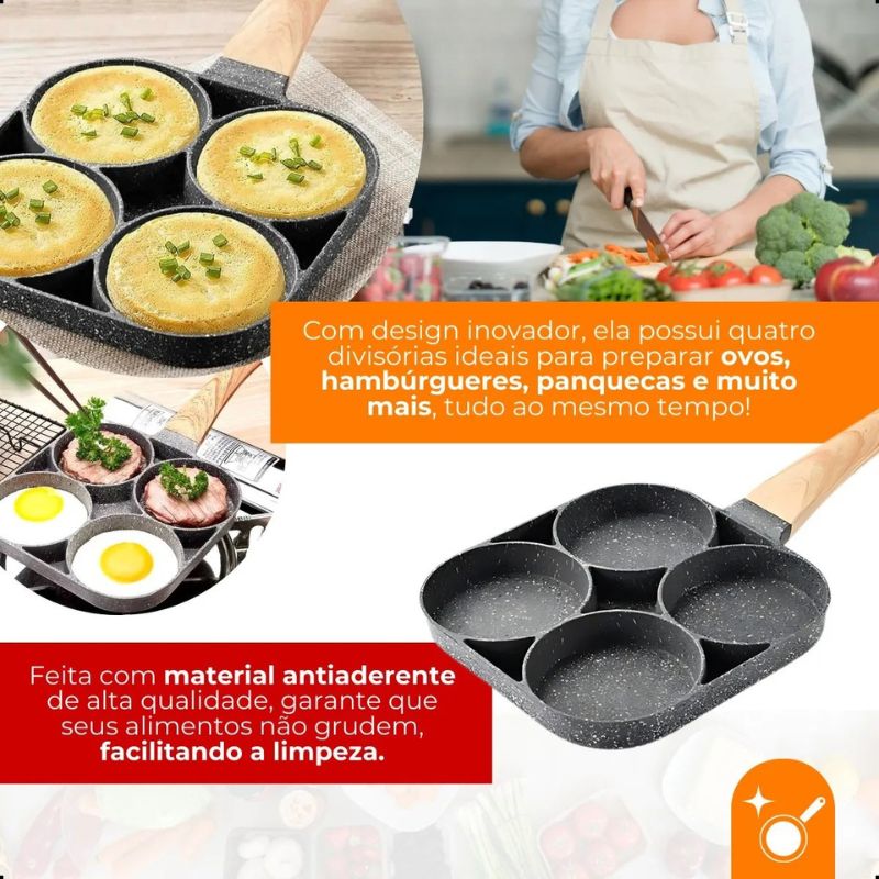 Frigideira Antiaderente de Cerâmica 4 em 1