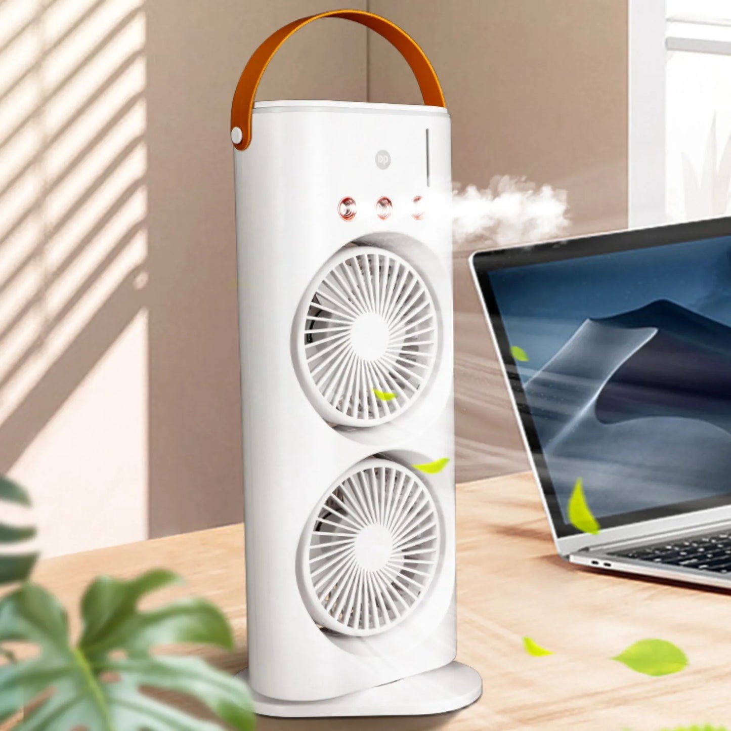Ventilador e Climatizador Duplo Portátil com Umidificador