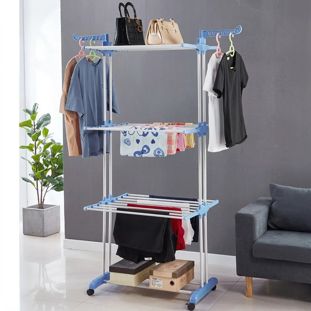 Varal de Chão Retrátil para Roupa - 3 Andares