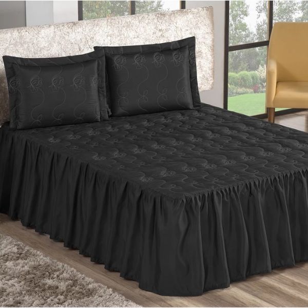 Colcha Bordada para Cama Casal - Kit 3 Peças
