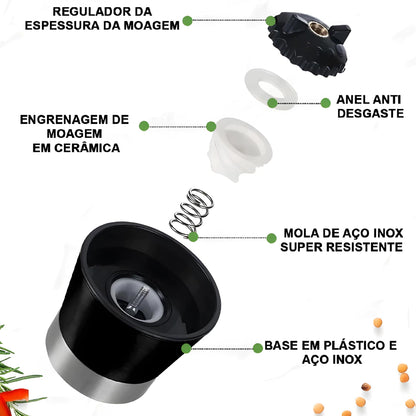 Moedor e Triturador de Pimenta e Sal 