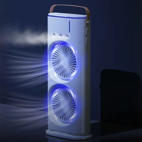 Ventilador e Climatizador Duplo Portátil com Umidificador