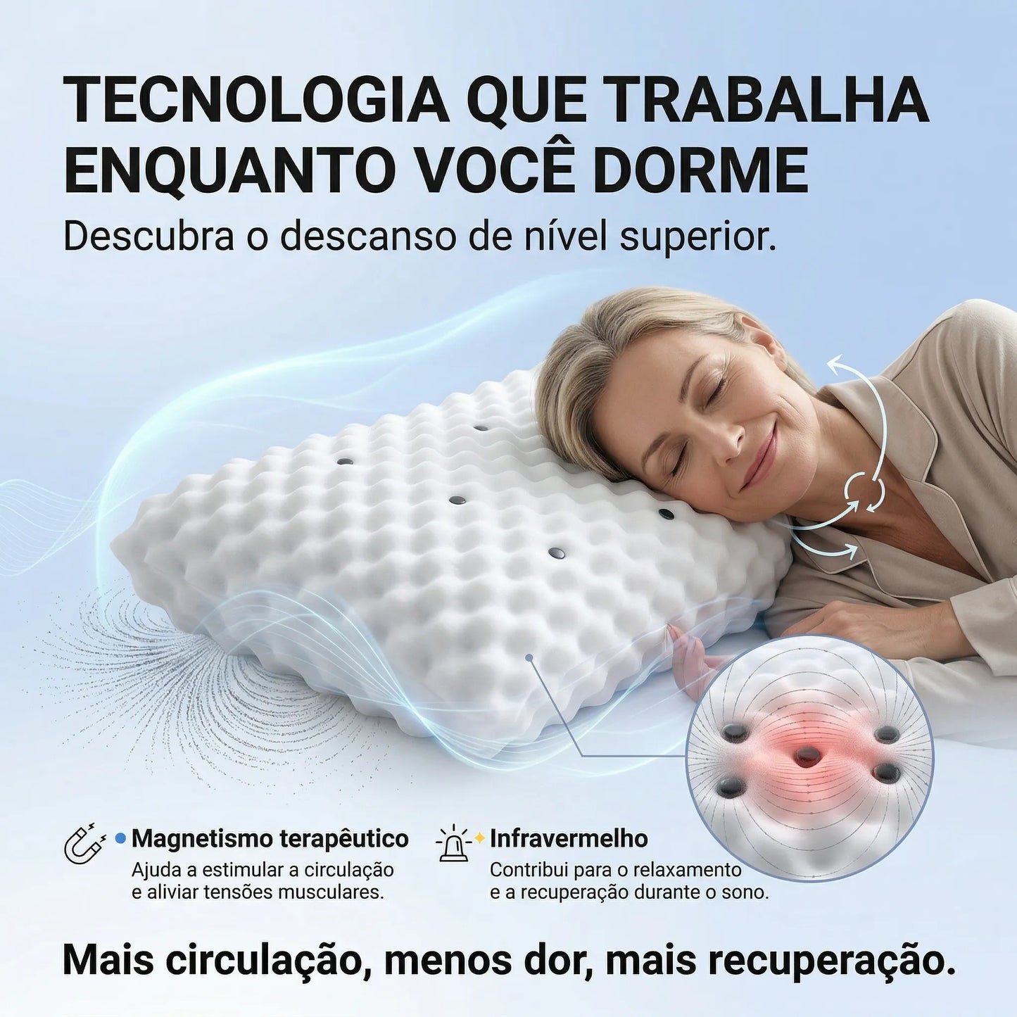 Travesseiro Terapêutico Magnético com Infravermelho