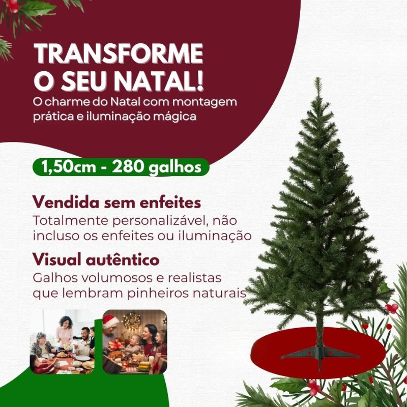 Arvore de Natal Tradicional de Pinheiro Verde