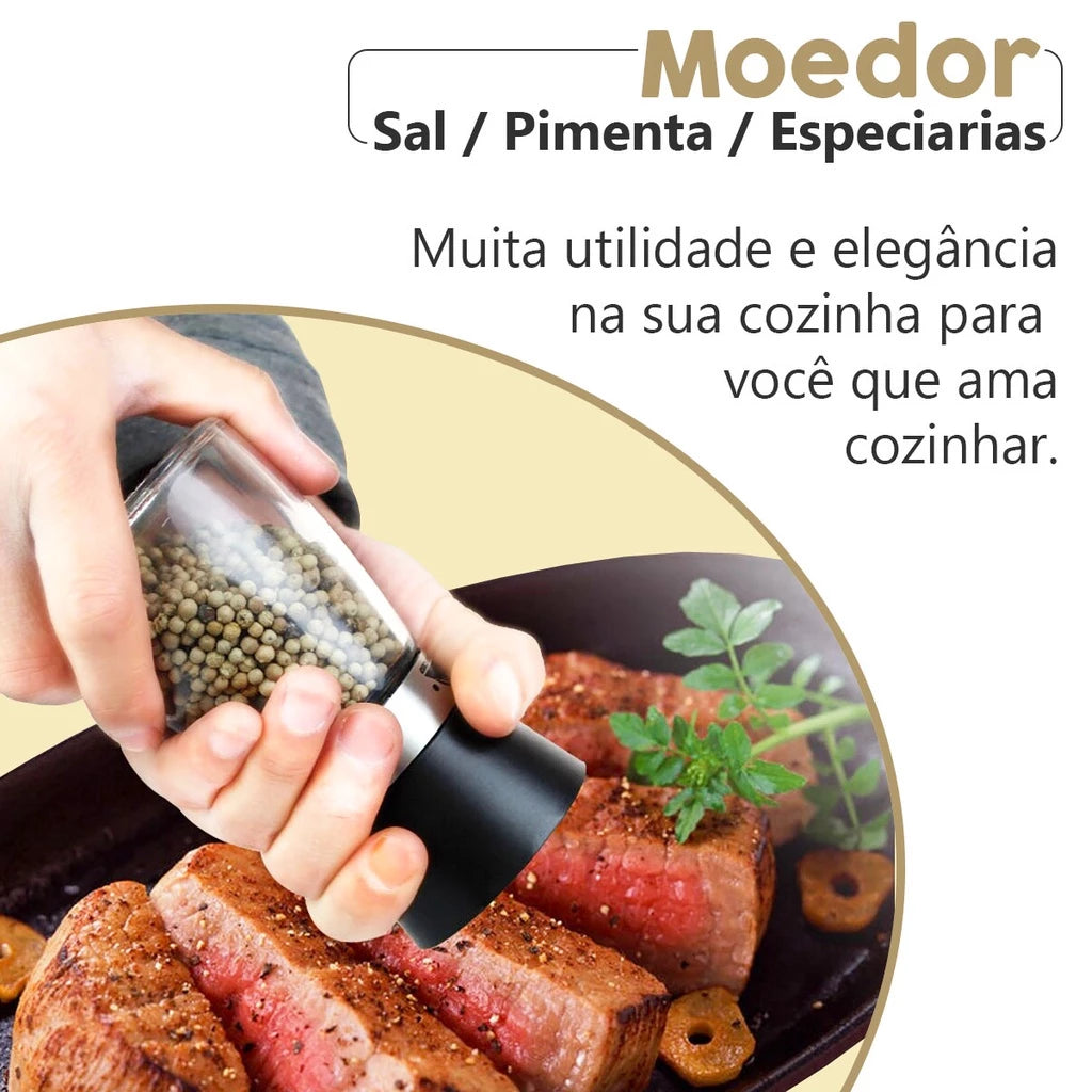 Moedor e Triturador de Pimenta e Sal 