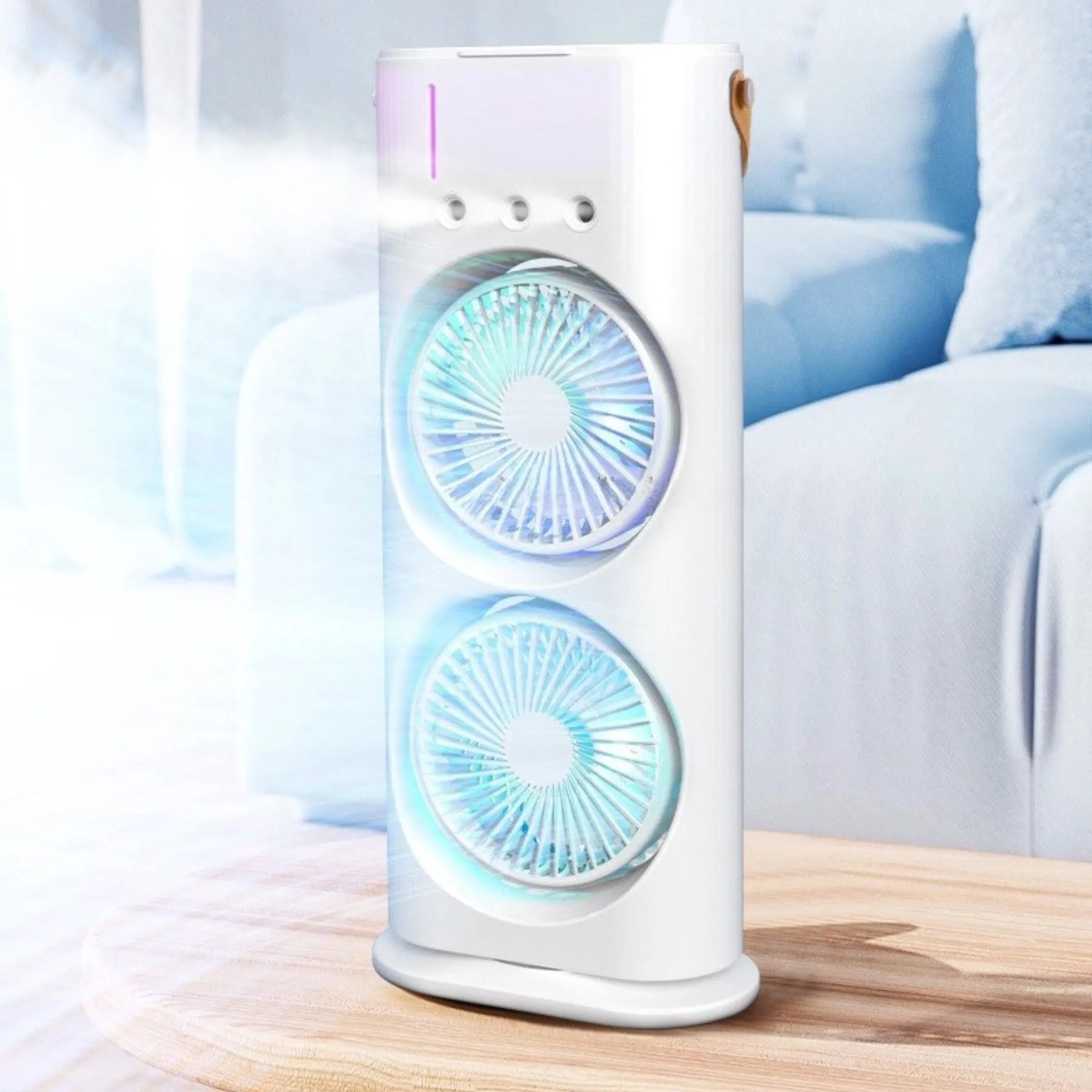 Ventilador e Climatizador Duplo Portátil com Umidificador