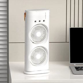 Ventilador e Climatizador Duplo Portátil com Umidificador