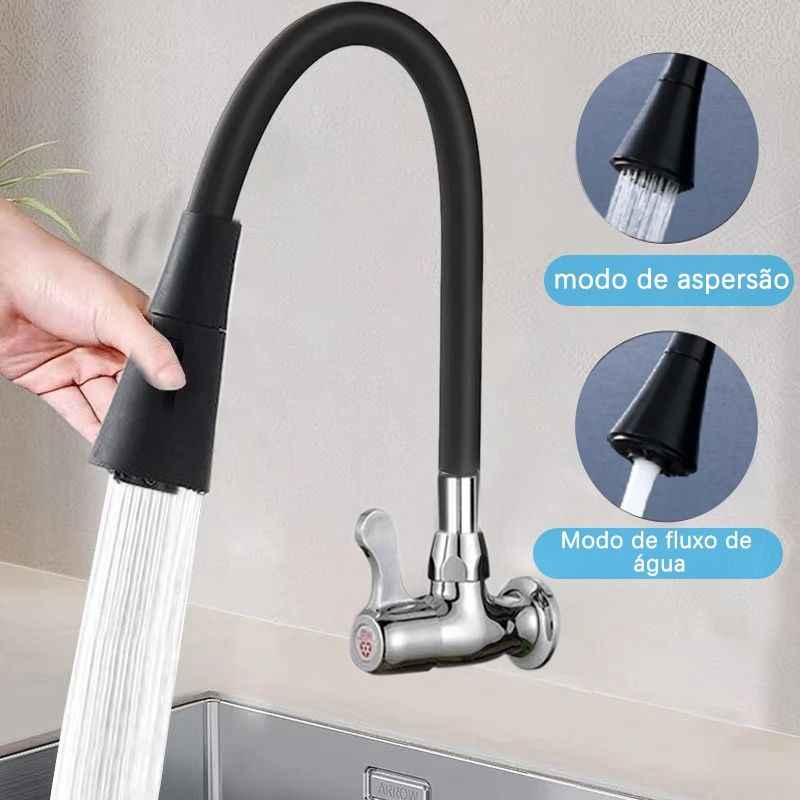 Torneira para Cozinha de Parede - Flexível e Giratória