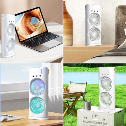 Ventilador e Climatizador Duplo Portátil com Umidificador