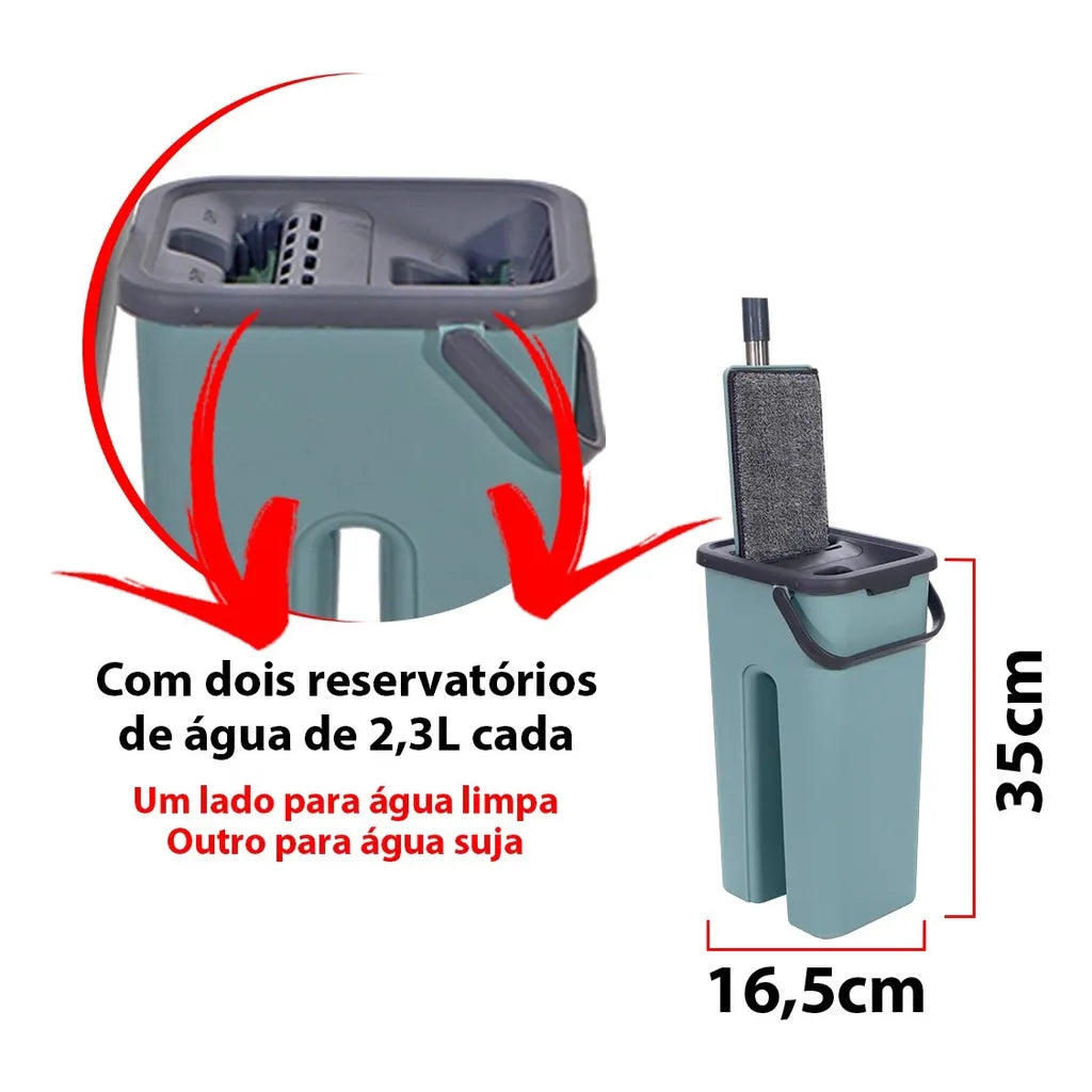 Mop de Limpeza Giratório com Esfregão e Balde