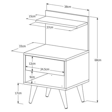 Mesa de Cabeceira com Gaveta e Prateleira