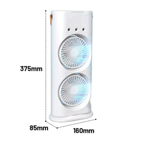 Ventilador e Climatizador Duplo Portátil com Umidificador