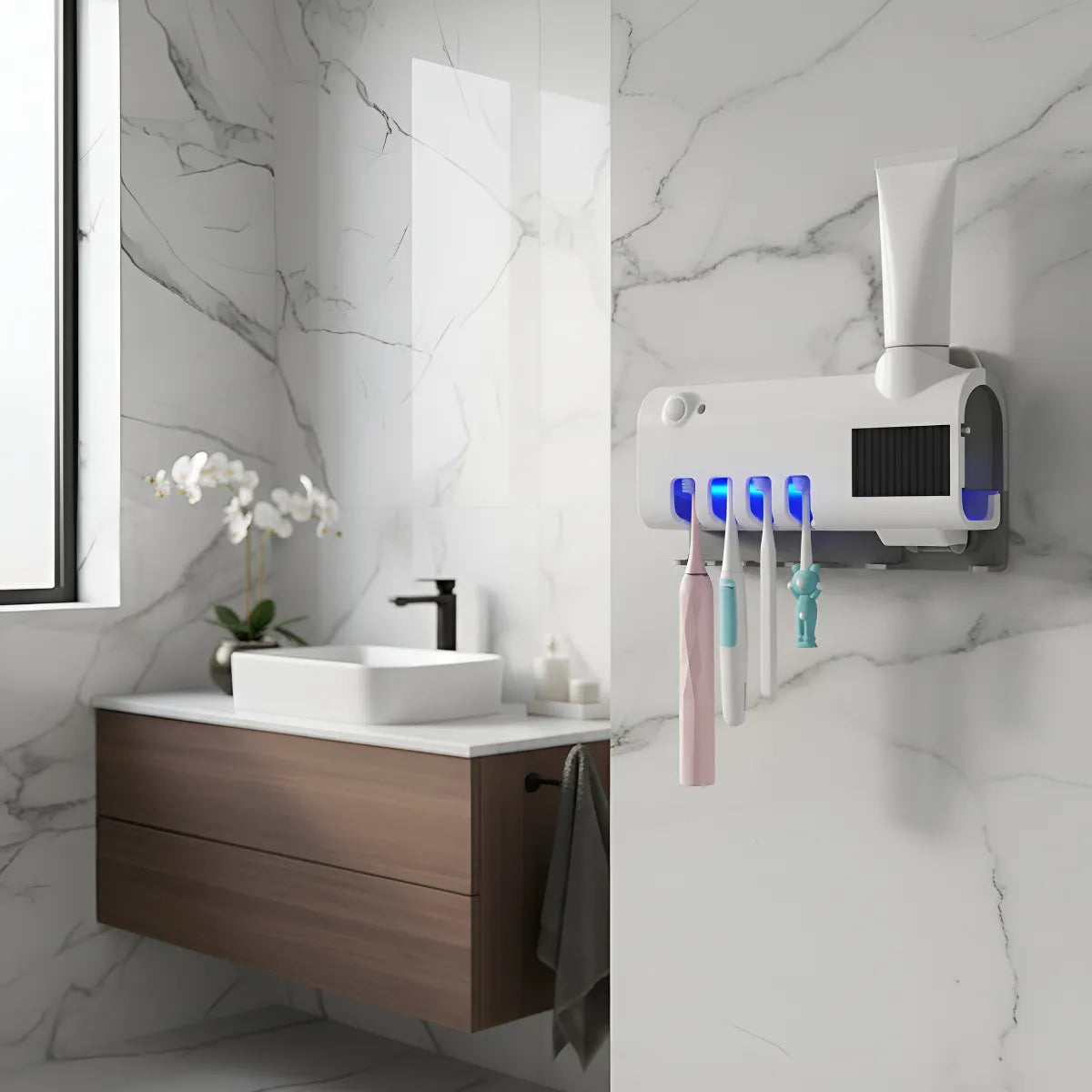 Porta Escova de Dente com Dispenser de Pasta