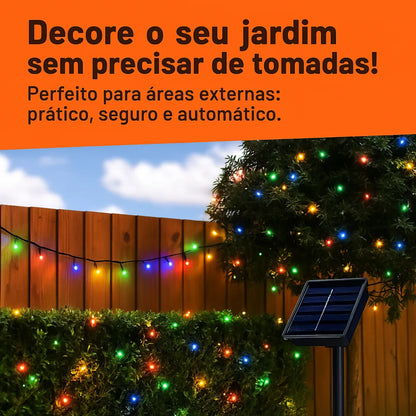 Cordão de Luzes em Energia Solar - Pisca Pisca com 8 Funções
