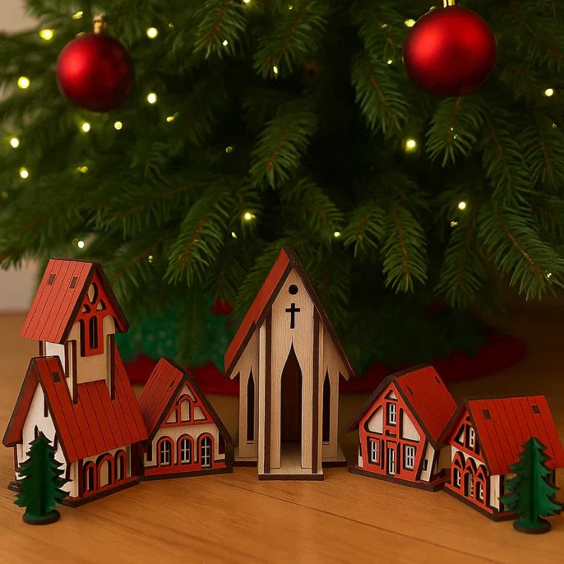 Vila de Natal Artesanal para Decoração Natalina