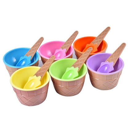 Pote de Sorvete com Colher para Sobremesa - Kit 6 Tigelas