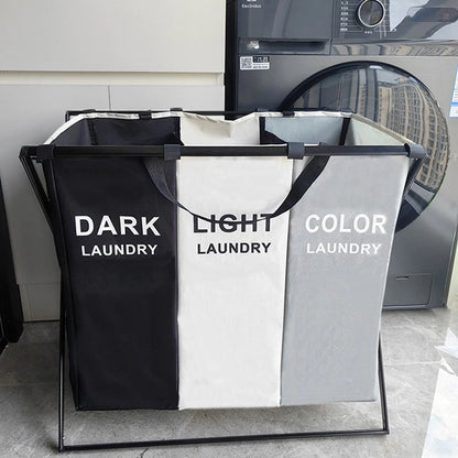 Cesto de Roupas Sujas Dobrável com 3 Compartimentos