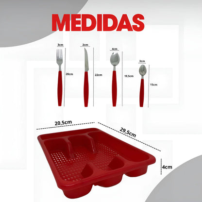 Jogo de Talheres Completo com Suporte Organizador - 25 Peças