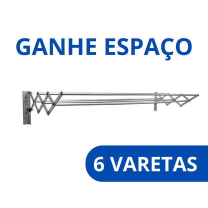 Varal de Roupa Retrátil Sanfonado para Parede