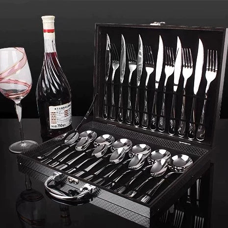 Jogo Talheres 24 Peças Inox Premium Com Maleta
