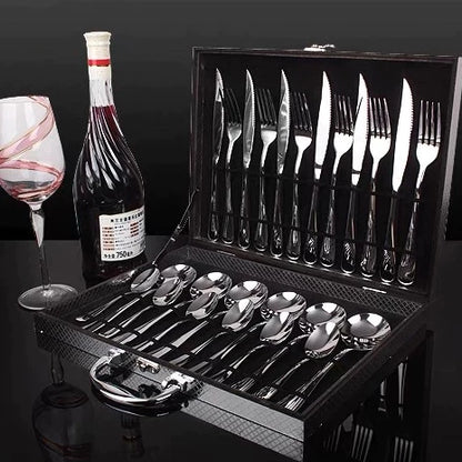 Jogo Talheres 24 Peças Inox Premium Com Maleta
