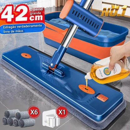 Esfregão e Balde Dobrável com Raspador de Desaguamento - Kit 9 Conjunto