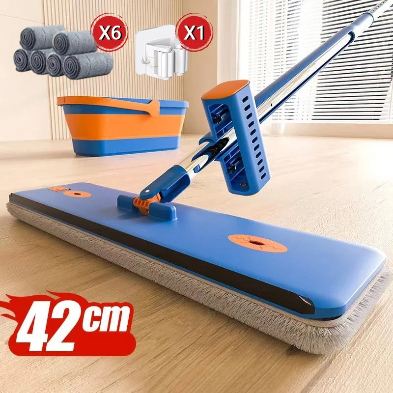 Esfregão e Balde Dobrável com Raspador de Desaguamento - Kit 9 Conjunto