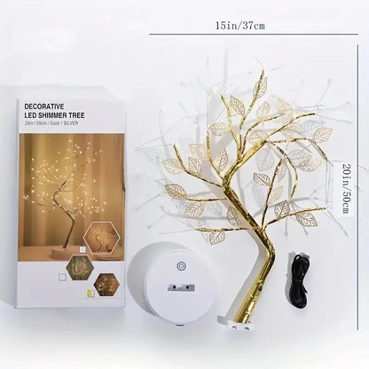 Luminaria Árvore Bonsai Folhas Douradas - Luz de Natal