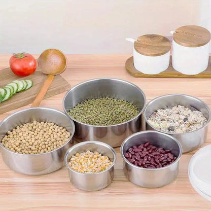 Pote de Aço Inox com Tampa - Kit 10 Tigelas