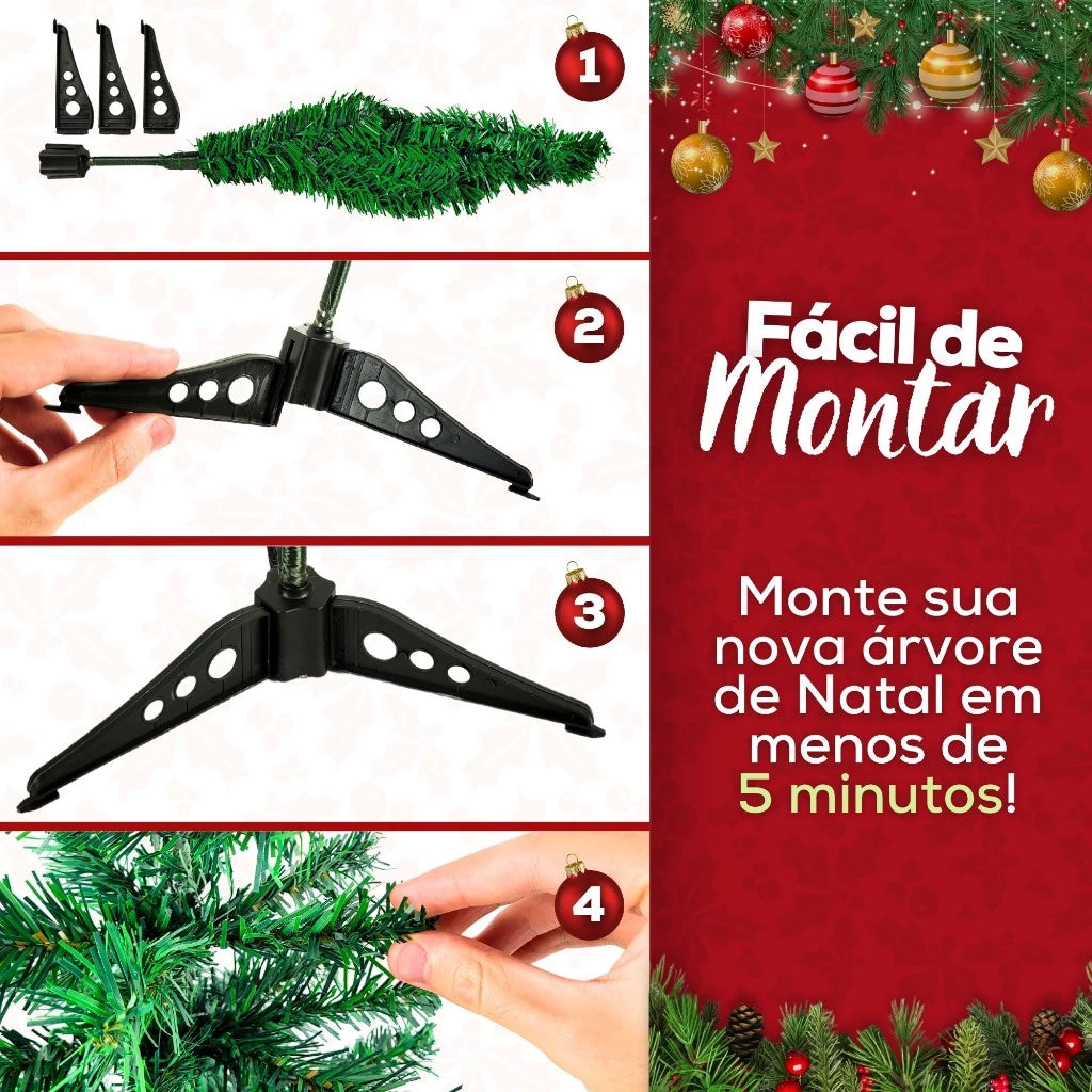 Árvore de Natal Decorada Pequena com Pisca Pisca e 60 Enfeites
