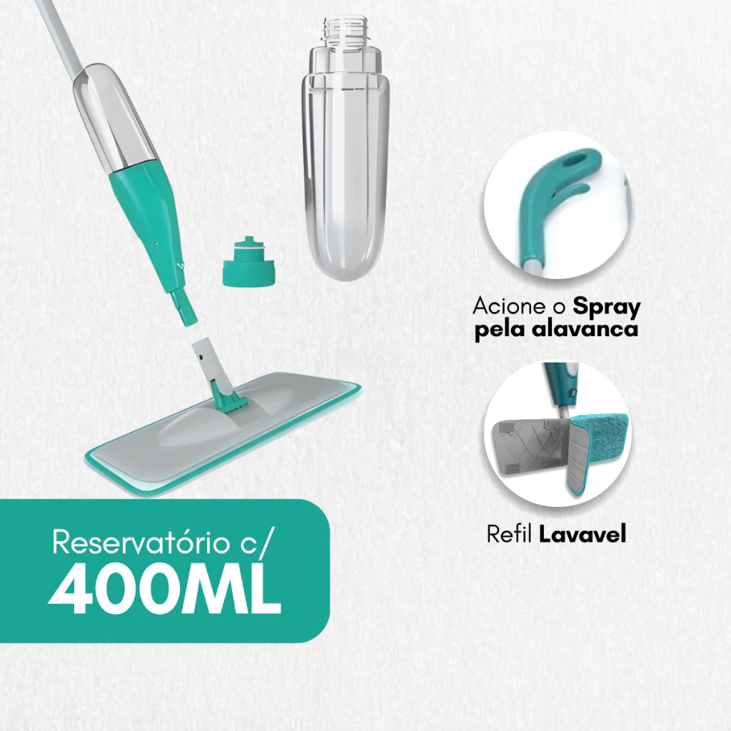 Esfregão Mop Giratório com Reservatório Spray