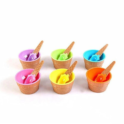 Pote de Sorvete com Colher para Sobremesa - Kit 6 Tigelas