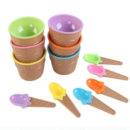 Pote de Sorvete com Colher para Sobremesa - Kit 6 Tigelas