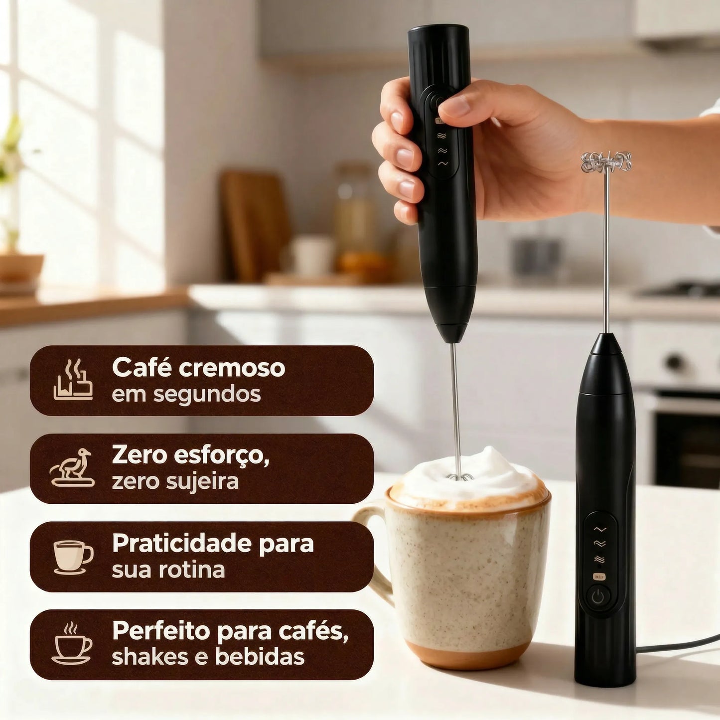 Batedor Misturador Mixer Elétrico para Bebidas