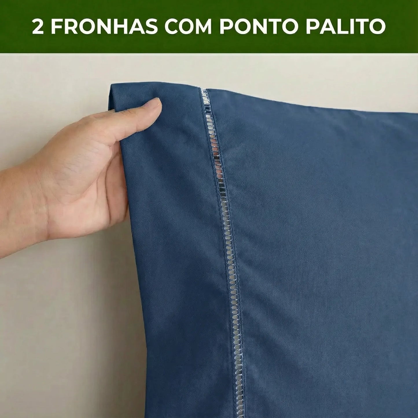 Jogo de Lençol Azul para Cama 400 Fios Micropercal com Elástico e Ponto Palito