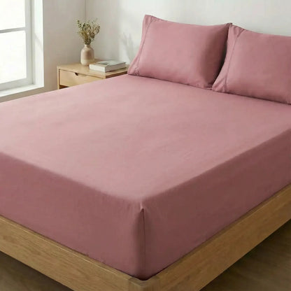 Jogo de Lençol Rosa para Cama 400 Fios Micropercal com Elástico e Ponto Palito