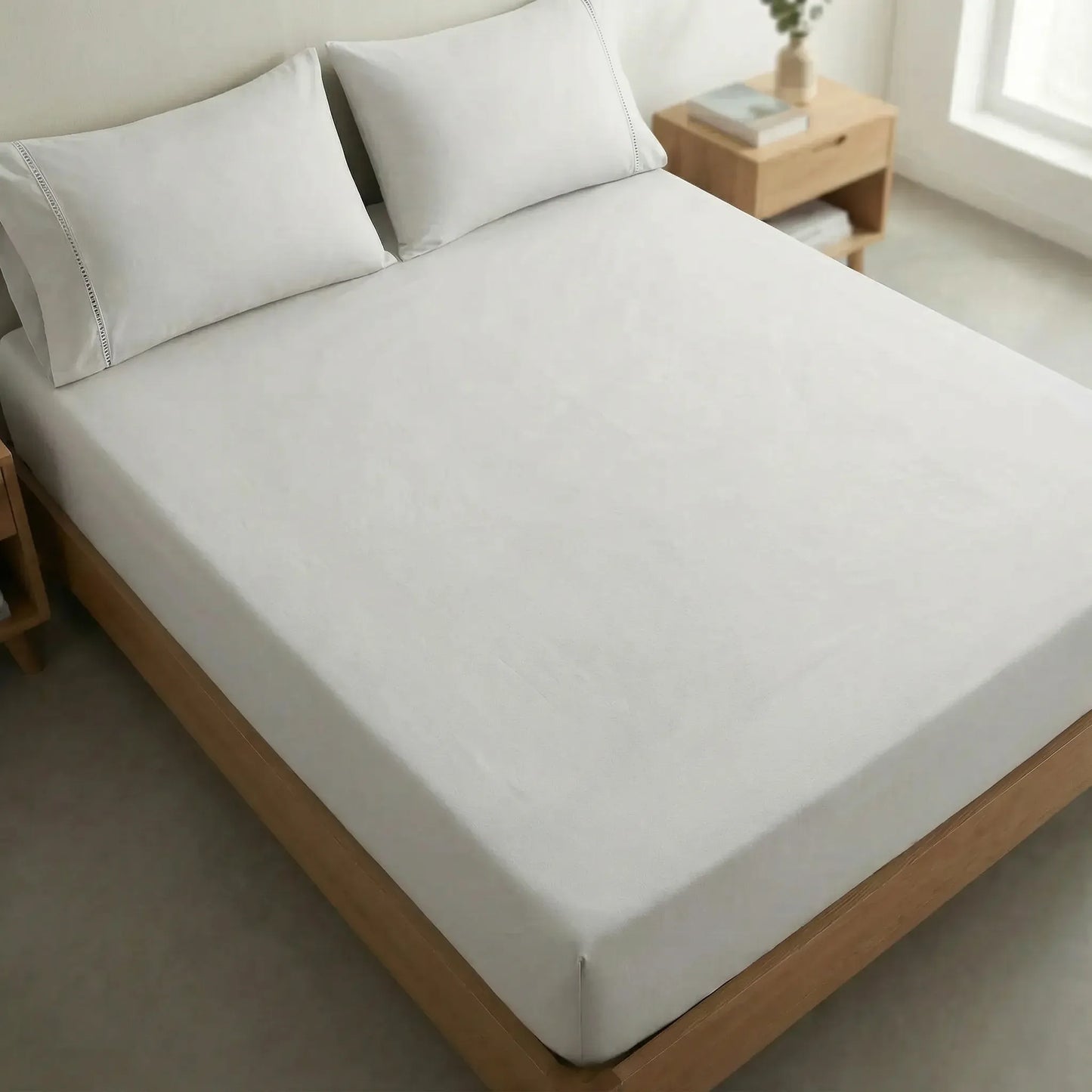 Jogo de Lençol Branco para Cama 400 Fios com Elástico e Ponto Palito