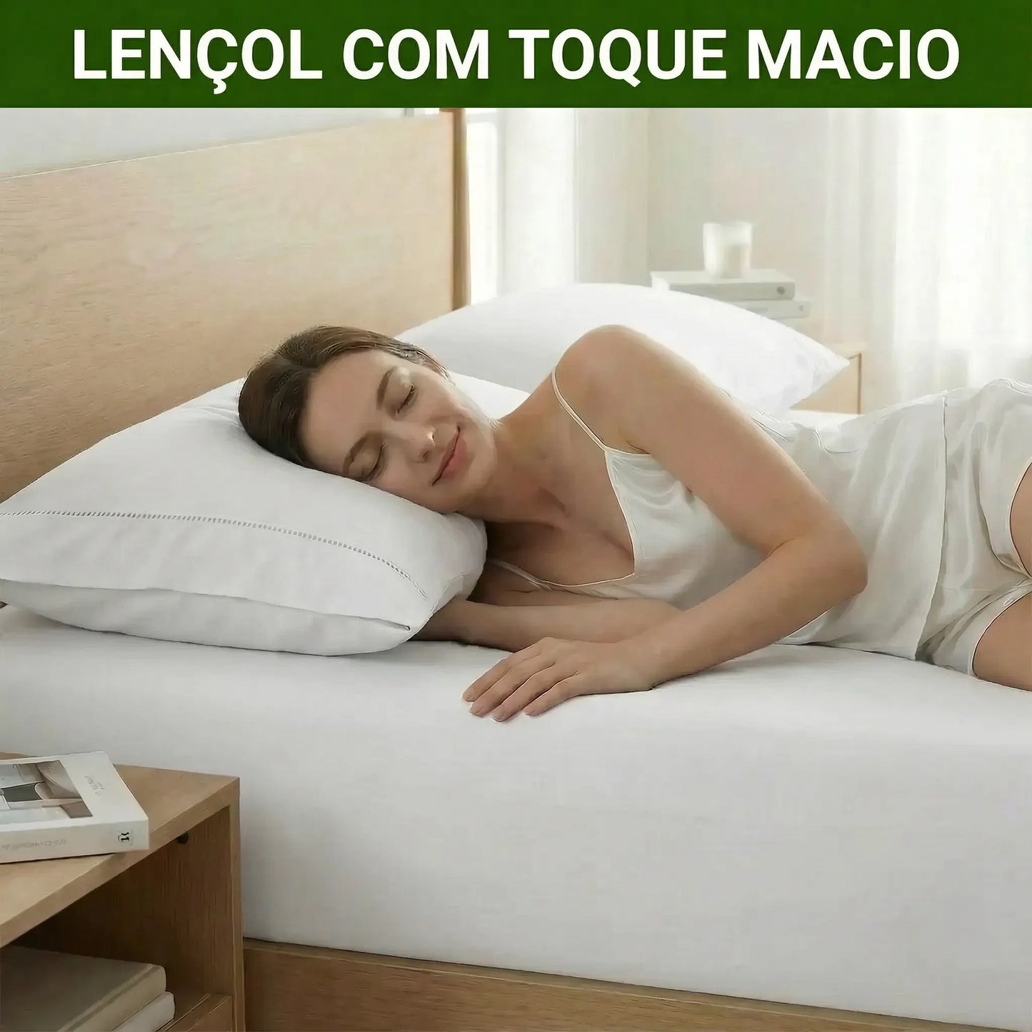 Jogo de Lençol Branco para Cama 400 Fios com Elástico e Ponto Palito