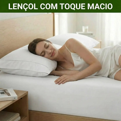 Jogo de Lençol Branco para Cama 400 Fios com Elástico e Ponto Palito