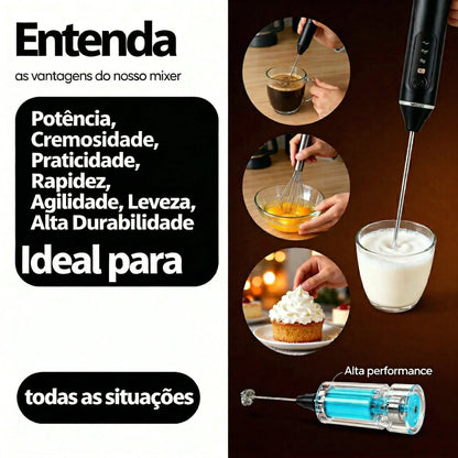 Batedor Misturador Mixer Elétrico para Bebidas