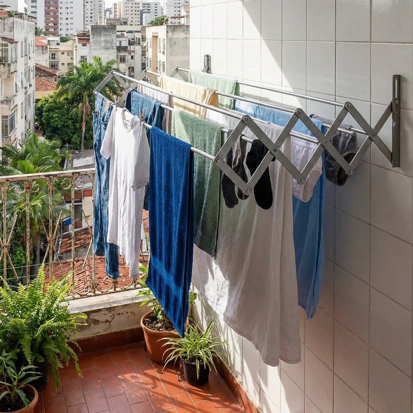 Varal de Roupa Retrátil Sanfonado para Parede